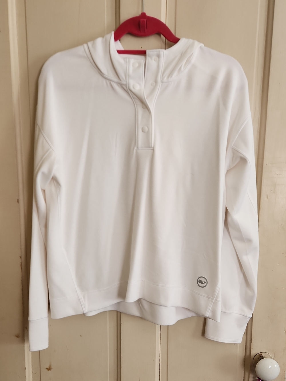 Vineyard Vines Women's White Snap-Placket Hooded Pullover